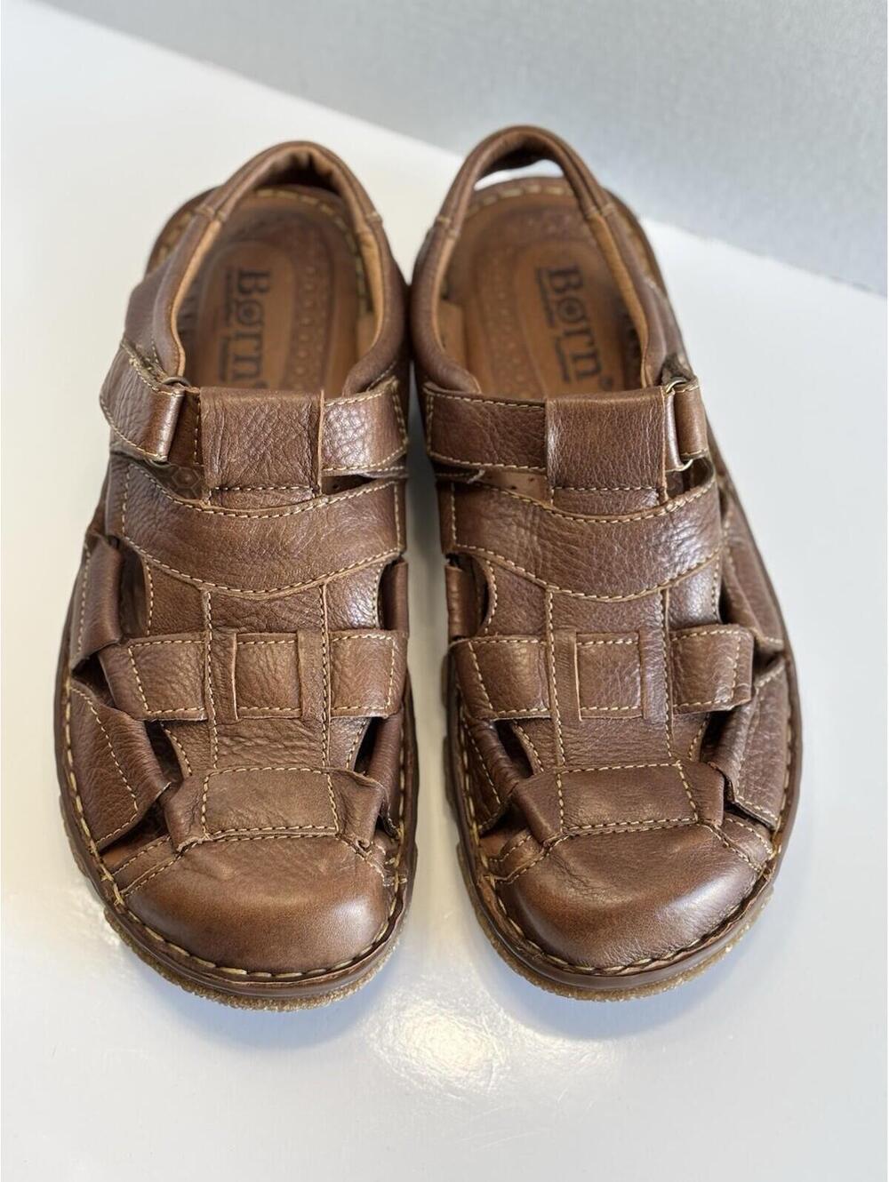 Born Cabot III Fisherman Sandals Men Sz 10 Brown Leather Closed Toe Comfort Shoe - Picture 4 of 16